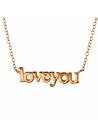 Collier love you inscription plaqué or rose