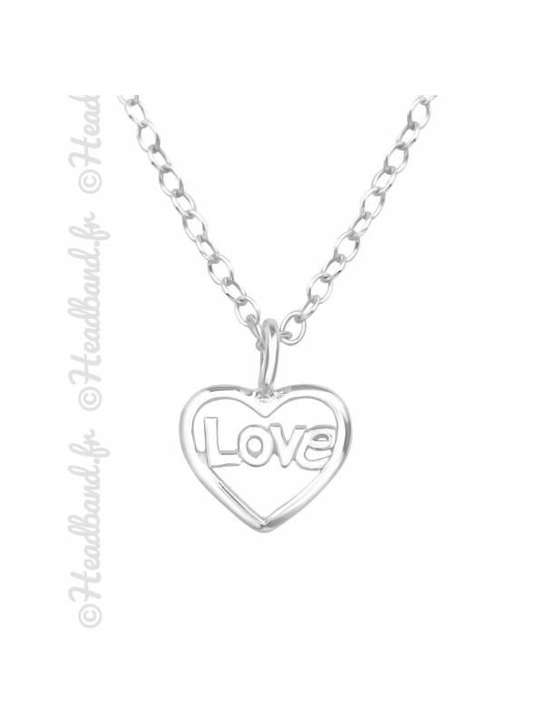 Collier enfant coeur love argent 925