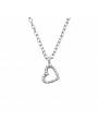 Collier coeur contour strass argent 925