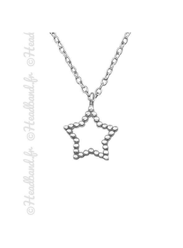 Collier étoile contour strass argent 925