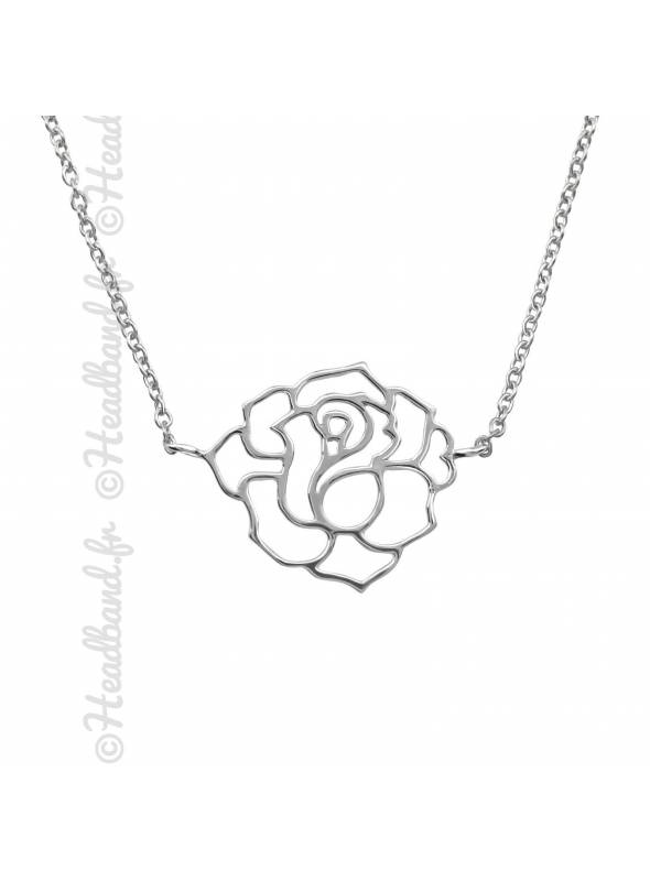 Collier motif rose argent 925