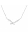 Collier croisé strass blanc argent 925