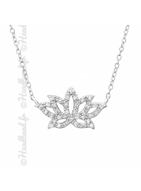 Collier fleur lotus argent 925