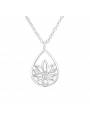 Collier médaillon ovale fleur argent 925