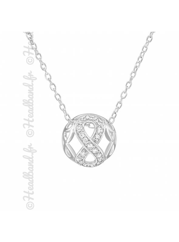 Collier boule cristaux zirconium argent 925