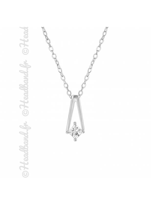 Collier cristal zirconium carré argent 925