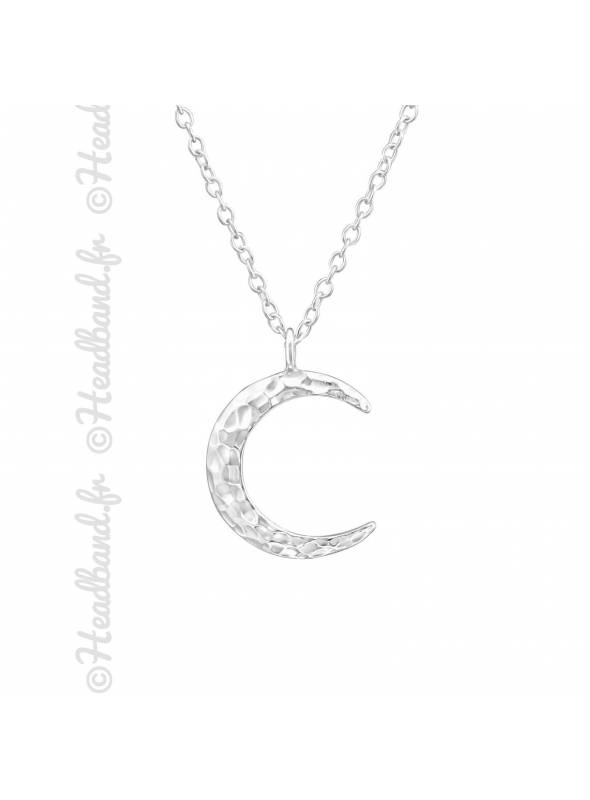 Collier lune martelée argent 925