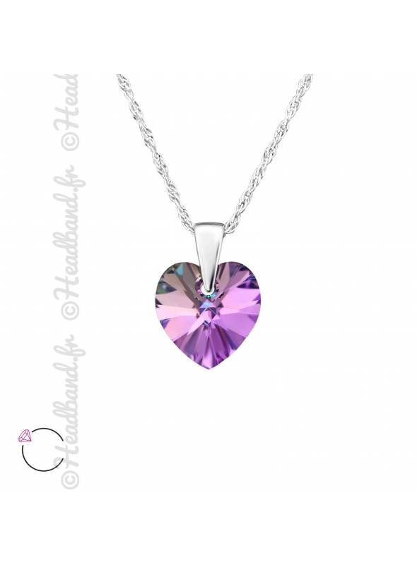 Chaîne avec coeur Swarovski vitrail
