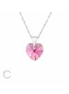 Collier coeur avec cristaux Swarovski rose