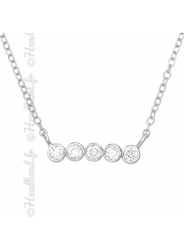 Collier 5 ronds cristaux zirconium argent 925