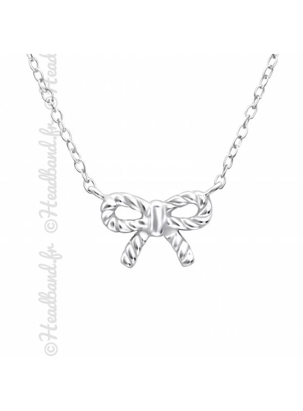 Collier noeud strié argent 925