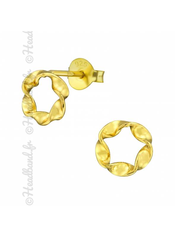 Boucles d'oreilles cercle twisté plaqué or