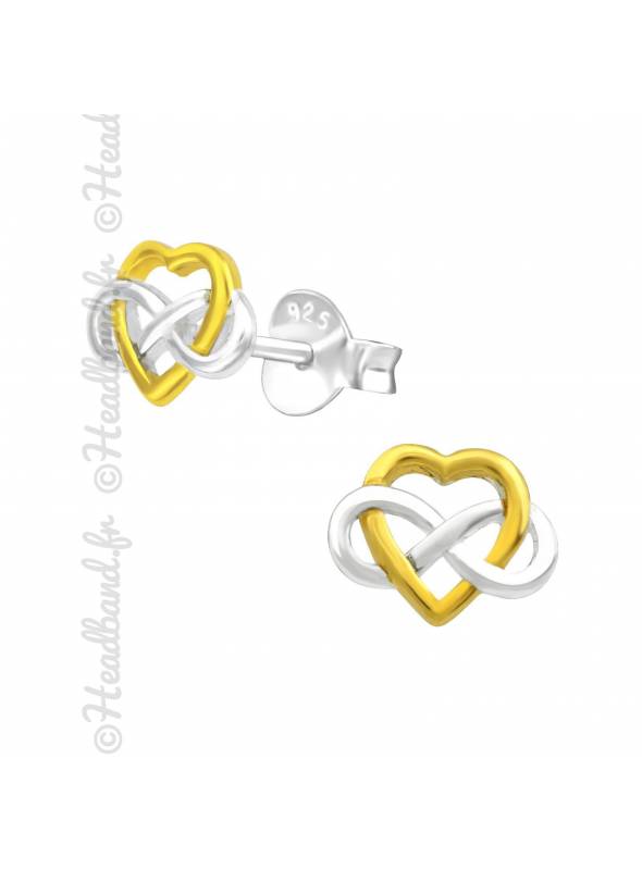 Boucles d'oreilles coeur symple celte plaqué or et argent