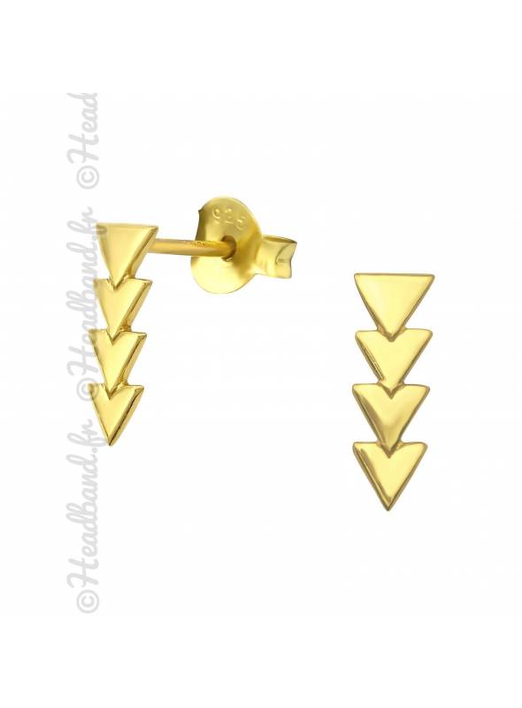Clous d'oreilles triangles pendants plaqué or