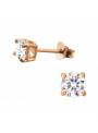 Clous d'oreilles stud blanc plaqué or rose