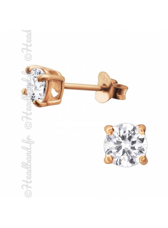 Clous d'oreilles stud blanc plaqué or rose