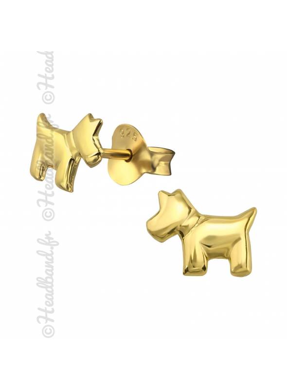 Clous d'oreilles chien plaqué or