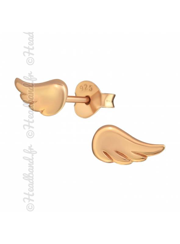 Boucles puces ailes d'ange plaqué or rose