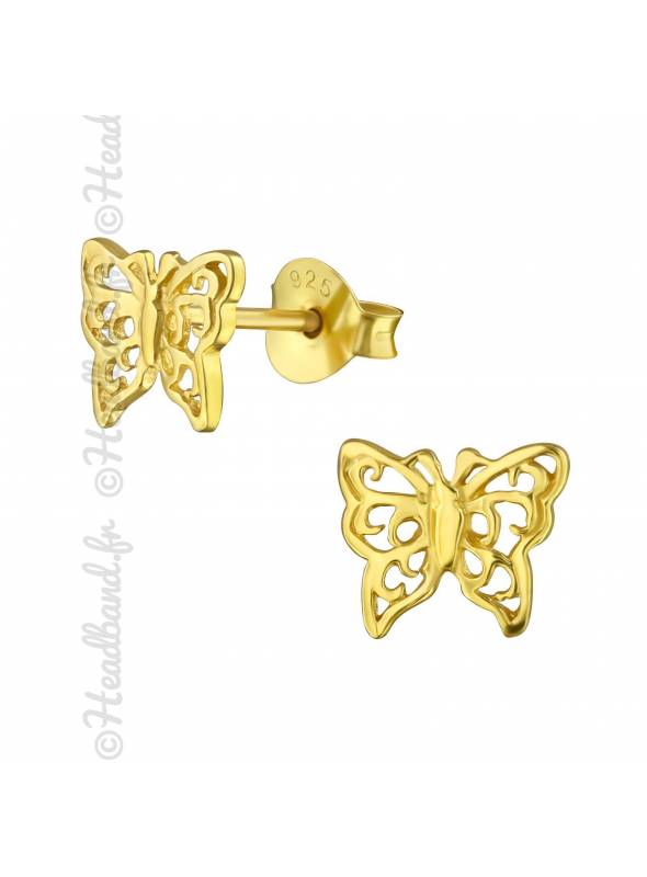 Boucles puces papillon antique plaqué or
