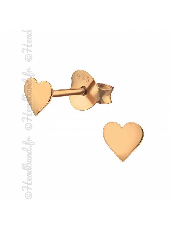 Boucles puces coeur plaqué or rose