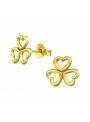 Boucles d'oreilles puces trèfle coeur plaqué or