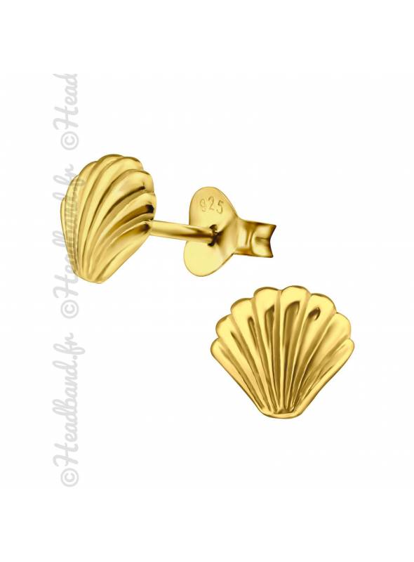 Boucles d'oreilles puces coquillage plaqué or