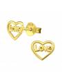 Boucles d'oreilles puces love coeur plaqué or