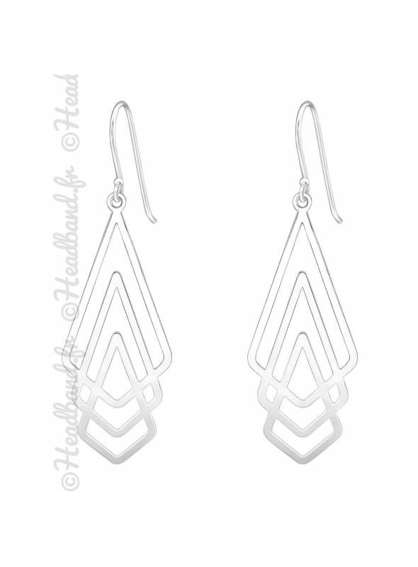 Boucles d'oreilles 3 triangles découpes argent