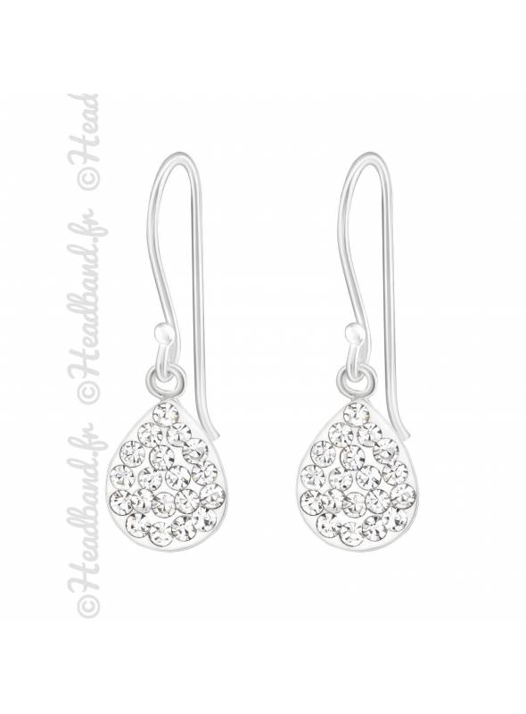 Boucles d'oreilles goutte cristaux argent