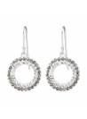 Boucles d'oreilles rond cristaux blanc gris argent