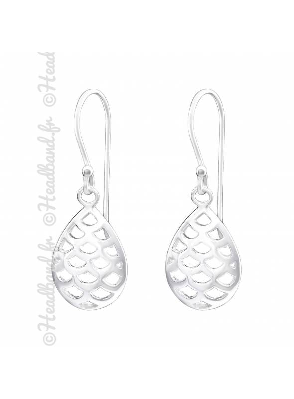 Boucles d'oreilles ovales découpes argent