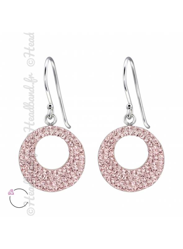 Boucles rondes avec cristaux Swarovski vintage rose