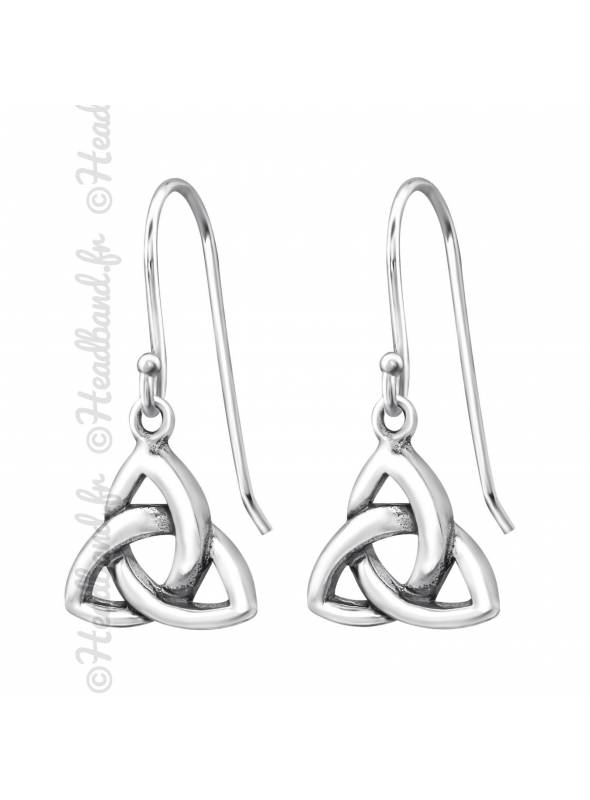 Boucles d'oreilles noeud trinité celte en argent