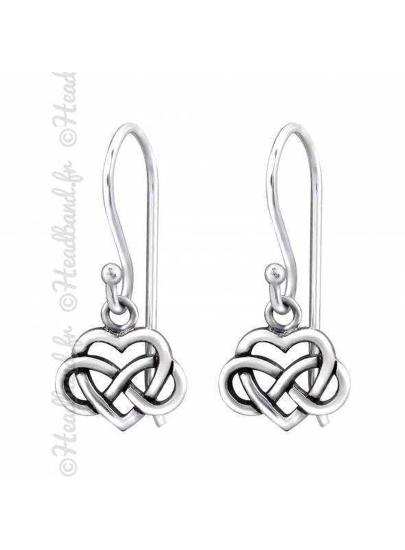 Boucles d'oreilles coeur celte en argent