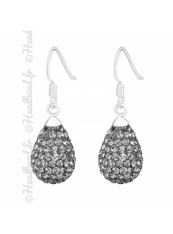 Boucles d'oreilles strass black diamond en argent