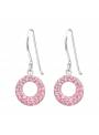 Boucles d'oreilles rond strass rose en argent