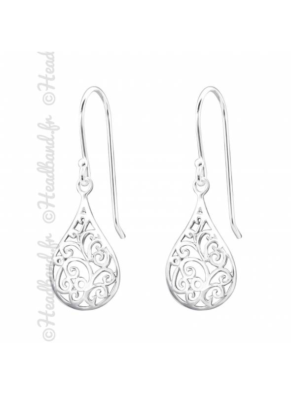 Boucles d'oreilles motifs rétro en argent