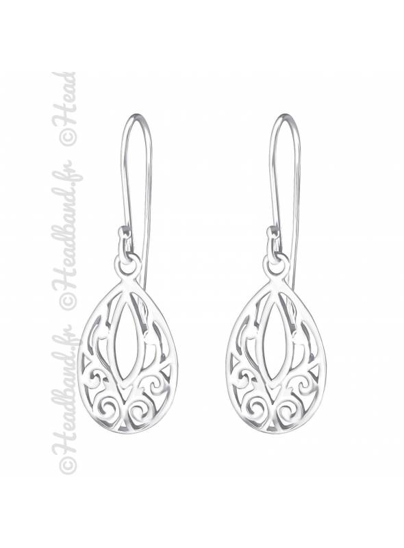 Boucles d'oreilles ovale esprit rétro en argent