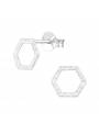 Clous d'oreilles hexagone texturé en argent