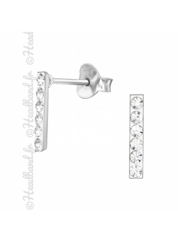 Clous d'oreilles hexagone texturé en argent