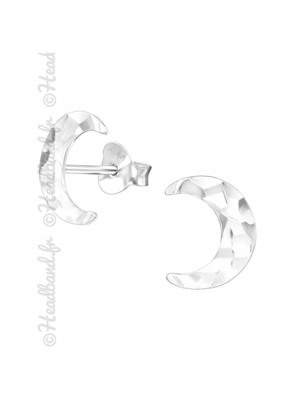 Boucles puces lune martelée en argent
