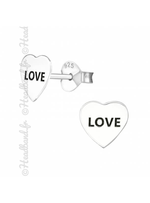 Boucles puces mot love en argent