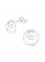 Boucles puces cercle perle blanche en argent