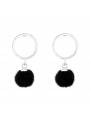 Clous d'oreilles pompon noir en argent