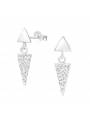 Clous d'oreilles pendant triangle strass en argent