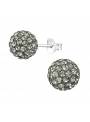 Boucles puces boule pierres noires en argent