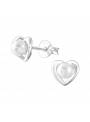 Boucles puces perles coeur en argent