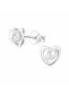 Boucles puces perles coeur en argent