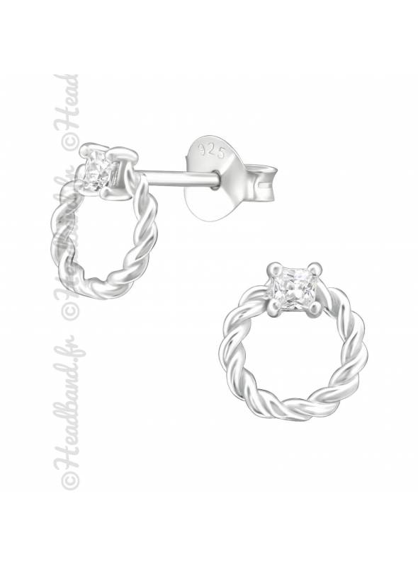 Boucles puces anneau twisté en argent