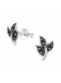 Boucles puces feuille antique en argent